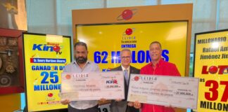 LEIDSA entrega RD$62 millones a dos nuevos millonarios del Loto y Súper Kino TV.